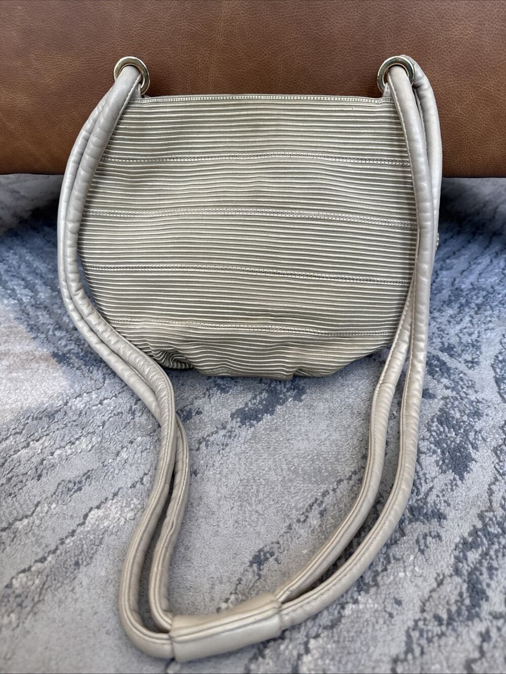Americana by Sharif Ribbed Cloth With Leather Trim Cross- Body Bag
